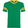 Custom V-Neck Jersey with Striped Sleeves Kelly/ Gold/ White