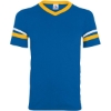 Custom V-Neck Jersey with Striped Sleeves Royal/ Gold/ White