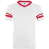 Custom V-Neck Jersey with Striped Sleeves White/ Red