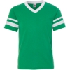Custom Youth V-Neck Jersey with Striped Sleeves Kelly/ White