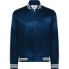 Custom Unisex Satin Baseball Jacket Striped Trim Navy/ White