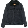 Custom Unisex Sherpa-Lined Denim Jacket Black Denim/ Black