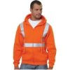 Custom Mens USA-Made Hi-Visibility Full-Zip Hooded Sweatshirt Bright Orange