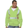 Custom Mens USA-Made Hi-Visibility Full-Zip Hooded Sweatshirt Lime Green