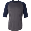 Custom Mens B-Core Three-Quarter Sleeve Baseball T-Shirt Graphite/ Navy