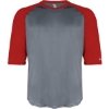 Custom Mens B-Core Three-Quarter Sleeve Baseball T-Shirt Graphite/ Red