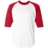 Custom Mens B-Core Three-Quarter Sleeve Baseball T-Shirt White/ Red