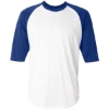 Custom Mens B-Core Three-Quarter Sleeve Baseball T-Shirt White/ Royal