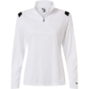 Custom Womens On The Rise Quarter-Zip Pullover White/ Black