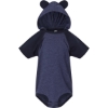 Custom Infant Fine Jersey Raglan Bodysuit with Hood & Ears Vintage True Navy/ Navy