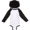 Custom Infant Fine Jersey Character Hooded Long Sleeve Bodysuit with Ears White/ Black