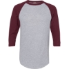 Custom Unisex Three-Quarter Raglan Sleeve Baseball Jersey T-Shirt Athletic Heather/ Maroon