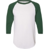 Custom Unisex Three-Quarter Raglan Sleeve Baseball Jersey T-Shirt White/ Dark Green