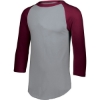 Custom Youth Three-Quarter Sleeve Baseball Jersey Athletic Heather/ Maroon