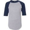 Custom Youth Three-Quarter Sleeve Baseball Jersey Athletic Heather/ Navy