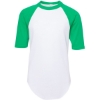 Custom Youth Three-Quarter Sleeve Baseball Jersey White/ Kelly