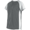 Custom Girls Two Button Fastpitch Jersey Charcoal/ White