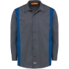 Custom Mens Tall Industrial Colorblocked Long Sleeve Shirt Charcoal/ Royal Blue
