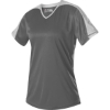 Custom Womens V-Neck Fastpitch Jersey Charcoal/ White