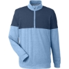 Custom Mens Cloudspun Warm Up Quarter-Zip Pullover Blue Bell/ Dark Denim