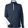 Custom Mens Cloudspun Quarter-Zip Pullover Navy Blazer/ Bright White
