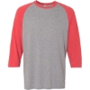 Custom Unisex Triblend Three-Quarter Raglan Baseball T-Shirt Oxford/ Fiery Red Heather