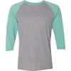 Custom Unisex Triblend Three-Quarter Raglan Baseball T-Shirt Oxford/ Mint Heather