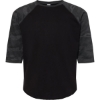 Custom Youth Baseball Fine Jersey Three-Quarter Sleeve Tee Black/ Storm Camo