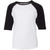 Custom Youth Baseball Fine Jersey Three-Quarter Sleeve Tee White Solid/ Black