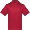 Custom Unisex Fleece Short Sleeve Hooded Pullover Scarlet