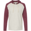 Custom Unisex Fine Jersey Hooded Long Sleeve Raglan T-Shirt Natural Heather/ Vintage Burgundy/ Natural