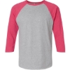Custom Unisex Baseball Fine Jersey Three-Quarter Sleeve Tee Vintage Heather/ Vintage Hot Pink