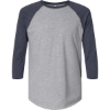 Custom Unisex Baseball Fine Jersey Three-Quarter Sleeve Tee Vintage Heather/ Vintage Navy