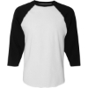 Custom Unisex Baseball Fine Jersey Three-Quarter Sleeve Tee White Solid/ Black
