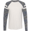 Custom Unisex Fine Jersey Mash Up Long Sleeve Tee Natural Heather/ Vintage Camo/ Natural Heather