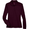 Custom Womens Pinnacle Performance Long Sleeve Piqué Polo Burgundy