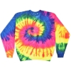 Custom Unisex Tie-Dyed Fleece Crewneck Sweatshirt Neon Rainbow