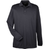 Custom Mens Cool & Dry Long Sleeve Mesh Piqué Polo Black