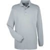 Custom Mens Cool & Dry Long Sleeve Mesh Piqué Polo Silver