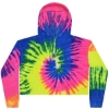 Custom Womens Tie-Dyed Crop Hooded Sweatshirt Neon Rainbow