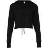 Custom Women’s Triblend Crop Long Sleeve Hoodie Tee Solid Black Triblend