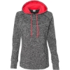 Custom Women’s Cosmic Fleece Hooded Sweatshirt Charcoal Fleck/ Fire Coral