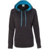 Custom Women’s Cosmic Fleece Hooded Sweatshirt Onyx Fleck/ Electric Blue