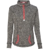 Custom Womens Cosmic Fleece Quarter-Zip Pullover Charcoal Fleck/ Fire Coral