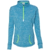 Custom Womens Cosmic Fleece Quarter-Zip Pullover Electric Blue/ Neon Green