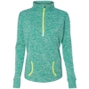 Custom Womens Cosmic Fleece Quarter-Zip Pullover Emerald/ Neon Yellow