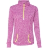 Custom Womens Cosmic Fleece Quarter-Zip Pullover Magenta/ Neon Yellow