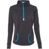Custom Womens Cosmic Fleece Quarter-Zip Pullover Onyx Fleck/ Electric Blue