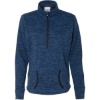 Custom Womens Cosmic Fleece Quarter-Zip Pullover Royal Fleck/ Black