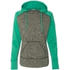 Custom Women’s Colorblocked Cosmic Fleece Hooded Sweatshirt Charcoal Fleck/ Emerald